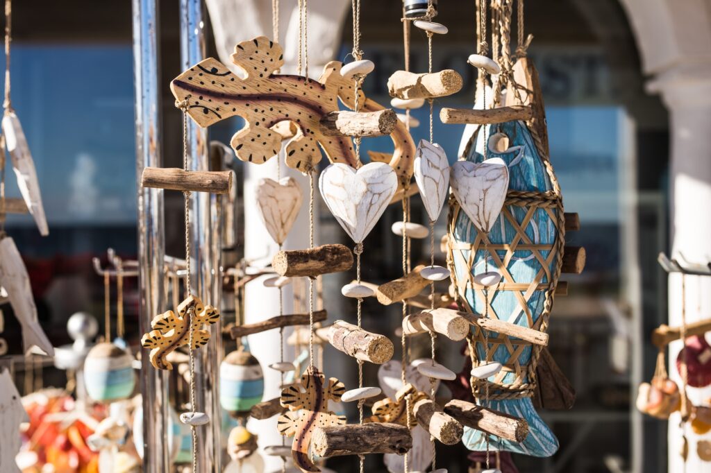 Souvenirs for sell at the beach market